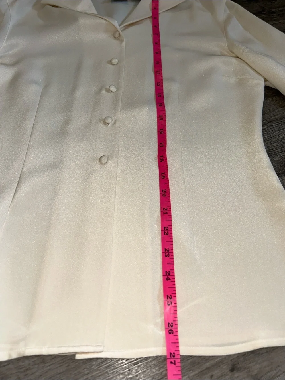 INC 100% Silk Ivory Covered Button Satin Blouse Women’s Size 10 Career